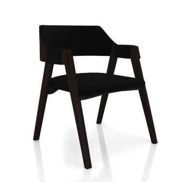 Imagem de Cadeira Sala De Jantar E Jogos Carteados Madeira Maciça Poker Veludo Preto-tabaco G42 - Gran Belo