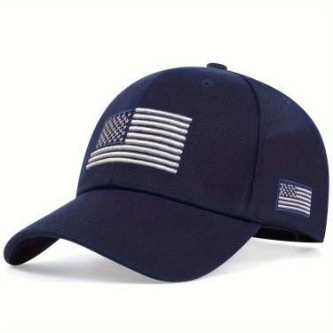 Imagem de Boné Casual Ajustável Com Bandeira Americana Para Homens, Ideal Para Primavera/outono/inverno Azul