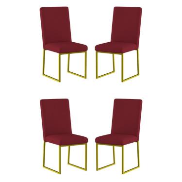 Imagem de Kit 4 Cadeiras Para Mesa De Jantar Base Industrial Dourado Balaqui Marsala