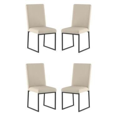 Imagem de Kit 4 Cadeiras Para Mesa De Jantar Base Industrial Preto Balaqui Bege