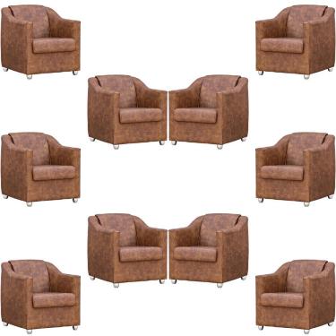 Imagem de Kit 10 Poltronas Mila Corino Cores Pé De Plástico Cromado - Peroba Corino