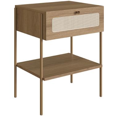 Imagem de Mesa De Cabeceira 01 Gaveta Com Telinha Industrial Indy A03 Hanover Dourado