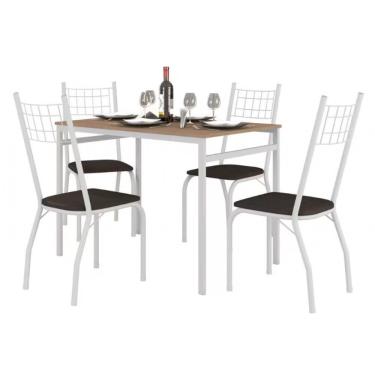 Imagem de Mesa De Jantar Retangular Fabone Sintra Com 4 Cadeiras Branco