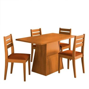 Imagem de Mesa De Jantar Retangular Dobuê Dakar Com 4 Cadeiras Cinamomo E Terracota