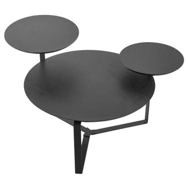 Imagem de Mesa De Centro Industrial Chanfrada Artesano 83 Cm (larg) 3 Tampos Mdp Nero (preto) Pé Aço Preto