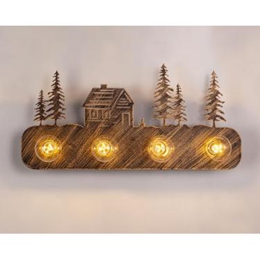 Imagem de TOCHIC Luminárias De Banheiro Sobre O Espelho, 4 Espelhos Penteadeira Estilo Fazenda Com Regulagem Intensidade, Rústicas Para Armários, Lavabo, Entrada, Bronze Vivo, 65 Cm Largura