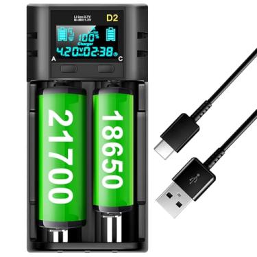 Imagem de Swanlake Carregador De Bateria 18650, Com Display Lcd Para Baterias Recarregáveis Íons Lítio 3,7 V 26650, 21700, 18500, 18350, 16650, 1,2 Lifepo4 Ni-Mh Ni-Cd A Aa Aaa (Bateria Não Incluída)