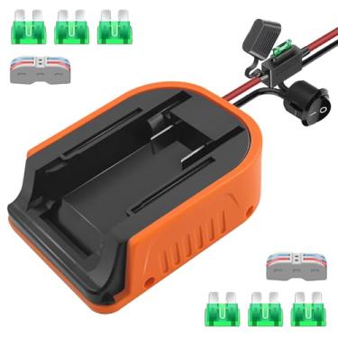 Imagem de Fybemax Adaptador De Roda Elétrica 2 Peças Para Black & Decker 20V Hyper Battery, Faça Você Mesmo, Com Fusível E Terminal Fio, Fio Calibre 14, Botão Interruptor 30 Amperes, Caminhões Rc, Brinquedos,