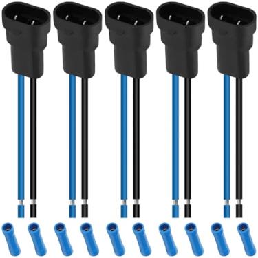 Imagem de MKBKLLJY 5 peças 9005 9006 HB3 adaptadores machos cablagem cablagem cabos tranças 18AWG com conector prensado a frio para carro, caminhão, barco, motocicleta, faróis marítimos, lâmpadas de neblina