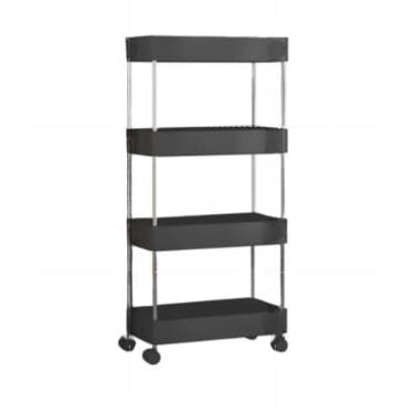 Imagem de Carrinho Organizador Móvel Com 4 Prateleiras Para Diversos Itens Com Rodinha(PRETO,P)