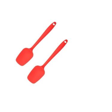 Imagem de Kit 2 Colheres De Arroz Silicone Maciço Não Riscam Panelas Espátula(Vermelha + Vermelha)