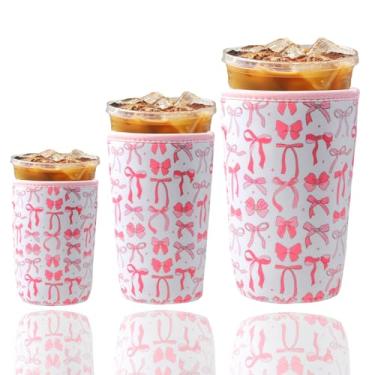 Imagem de Pacote com 3 porta-copos de café gelado reutilizável para bebidas geladas de 473 a 946 ml para bebidas geladas e quentes, rosa para bebidas frias, compatível com xícara de café Starbucks Dunkin e mais