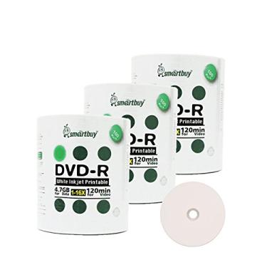 Imagem de Smartbuy Smart Buy Pacote Com 300 Dvd-R 4,7 Gb 16X Branco Imprimível Jato De Tinta Mídia Em Disco Gravação,