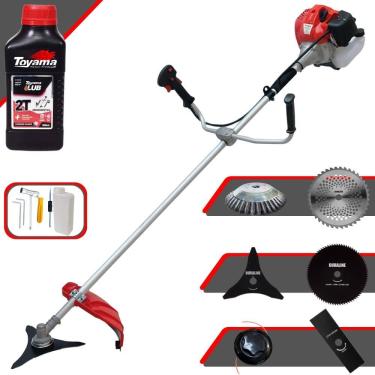 Imagem de Roçadeira Anmax CG430P À Gasolina 43cc 2HP Com 6 Opções de Cortes, Carretel + Kit 4 Facas + Escova de Aço Circular + ÓLEO TOYAMA 2T