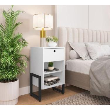 Imagem de Mesa de cabeceira industrial 1 gaveta branca wolli - MB BELO