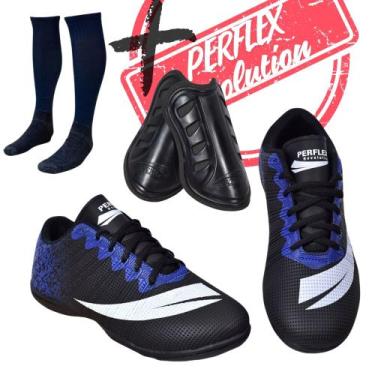 Imagem de Chuteira Futsal Quadra Adulto Infantil Meião E Caneleira Colada e Cost