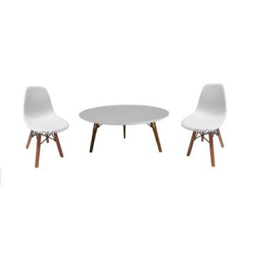 Imagem de Mesa 80cm Infantil Red. Branco 3 Pé 50cm 2 cadeira - jthome