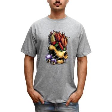 Imagem de Camiseta Masculina Rei Koopa Bowser Super Mario - Bella Store, Cinza, 