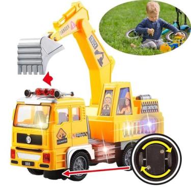 Imagem de Caminhão Escavadeira Com Som E Luzes Brinquedo Educativo Para Meninos 