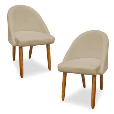 Imagem de Kit 2 Poltronas Cadeira Lua Sala de Jantar - Leo Decor, Bege