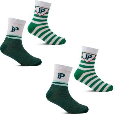 Imagem de Kit 4 Pares Meia Infantil Juvenil Futebol Clube Palmeiras - Rikam,  G 