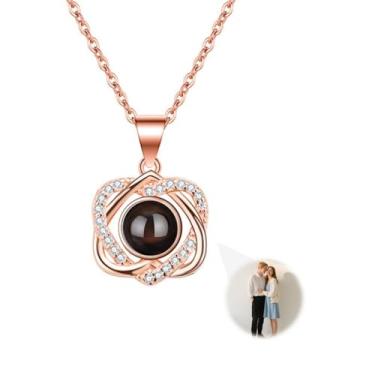 Imagem de Colar com foto personalizada com imagem dentro, colar de pingente de coração personalizado, colar de projeção de imagem para mãe, esposa, casais, dia dos namorados, dia das mães, presente memorial de