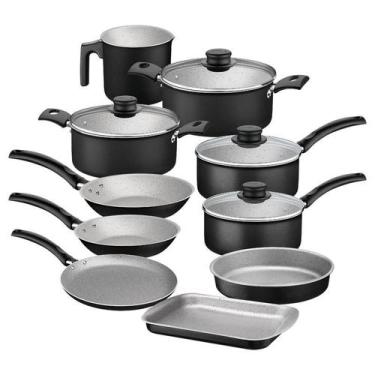 Imagem de Jogo De Panelas 10 peças Tramontina Antiaderente conjunto de panelas, 