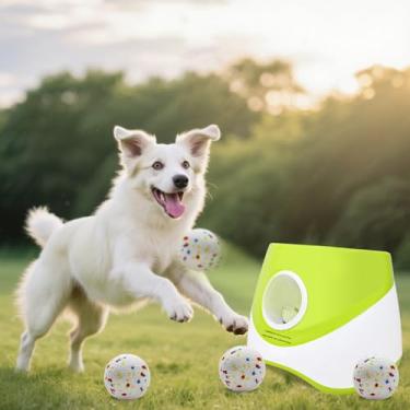Imagem de MEKAPLE Lançador automático de bolas para cães Samll para cães médios, lançador de bolas de brinquedo interativo atualizado, brinquedos para cães estimulantes mentais com 4 bolas Etpu duráveis de 5 cm