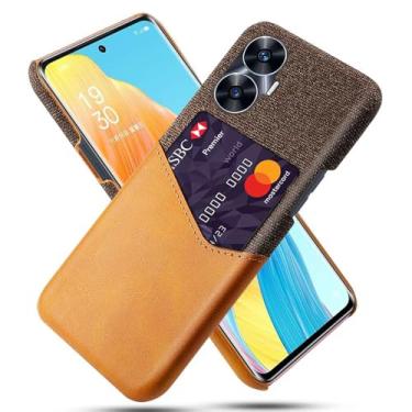 Imagem de Capa para Realme C55,Anti-deslizamento,Proteção contra quedas de 360°,Resistência à impressão digital,Tela e caso de couro PU com 1 slot de cartão atrás-Brown