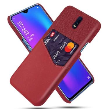 Imagem de Capa para OPPO R17,Anti-deslizamento,Proteção contra quedas de 360°,Resistência à impressão digital,Tela e caso de couro PU com 1 slot de cartão atrás-Red