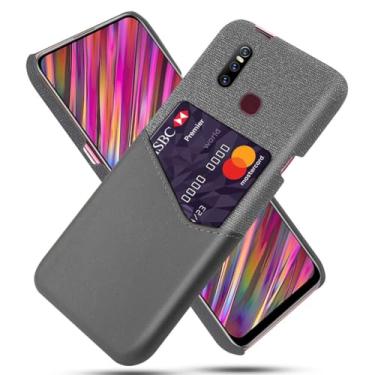 Imagem de Capa para VIVO V15,Anti-deslizamento,Proteção contra quedas de 360°,Resistência à impressão digital,Tela e caso de couro PU com 1 slot de cartão atrás-Gray