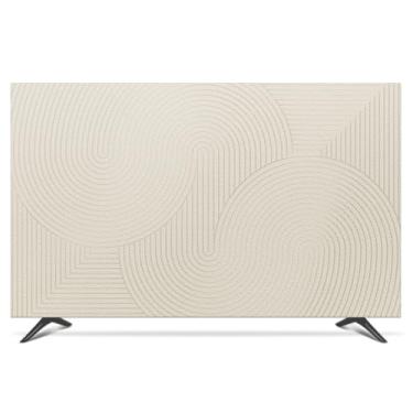 Imagem de Capa de TV TV à prova de poeira à prova de sol interior 42-100 polegadas Simplicidade moderna decoração de tela de TV cores sólidas LED LCD televisão computador visor protetores-Bege-1||65 polegadas