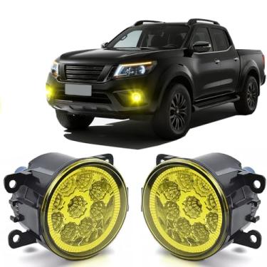 Imagem de qobsos Par de lâmpadas de neblina de 3,5 polegadas para Nissan Frontier 2005-2019 LED para-choque dianteiro farol de neblina lente amarela, amarelo 3500k, pacote com 2