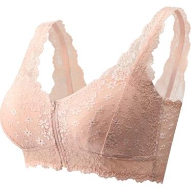 Imagem de Sutiã Pós-cirurgia Para Mulheres Mastectomia Lace Brassiere Com Bolso Fechamento Frontal Sutiãs Esportivos Sutiã Sem Fio Bandeau, Beige, XL/X-Large
