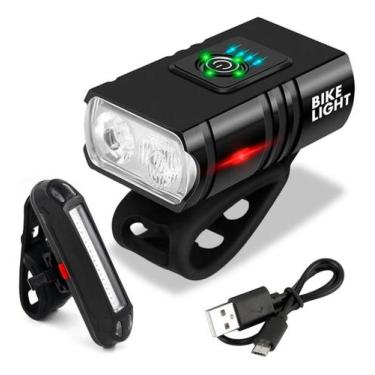 Imagem de Kit Farol Bike Led Recarregável Usb Sinalizador Profissional - Lelong