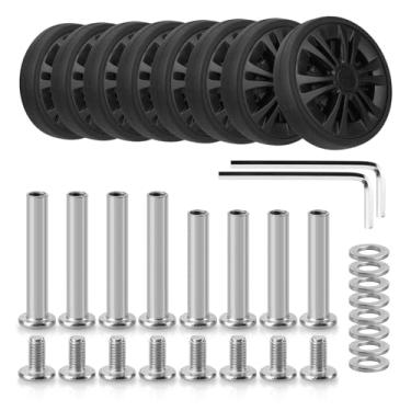 Imagem de Domiella 8 Peças De Rodas Reposição Para Bagagem 2,17 Pol./55 Mm, Giratórias Suaves, Kit Reparo Carrinho Mala Borracha Resistente Ao Desgaste, A38