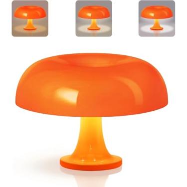 Imagem de Luminária de Mesa Cogumelo Retrô 28cm – Abajur de Cabeceira com 3 Cores de Iluminação e 10 Níveis de Brilho, Ideal para Quarto, Sala ou Escritório (Laranja)