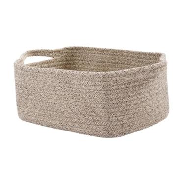 Imagem de AFXGUSD Cesto de Armazenamento para Roupas com Alças, Cesto para Toalhas, Cestos para Banheiro, Armários, Livros, Prateleiras, Roupas, cáqui, Tamanho real
