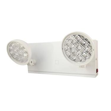 Imagem de TANLUX Luz de emergência aprovada pela cidade de Nova York, luzes de emergência com bateria reserva, caixa de aço branco, CA 120/277V, duas cabeças na parte frontal