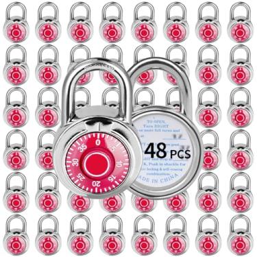 Imagem de Fechadura de combinação, trava de combinação de mostrador padrão LQYN , pacote com 48; placa giratória, 5 cm de largura, combinação fixa de três digitais, para escola, academia e armário, caixa de
