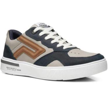 Imagem de Tênis Couro Pegada Silver Casual Masculino - Bege e Preto, 42