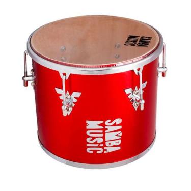 Imagem de Repique De Mão 30x12 906MM RD Samba Music Corpo Madeira Com PVC Vermel