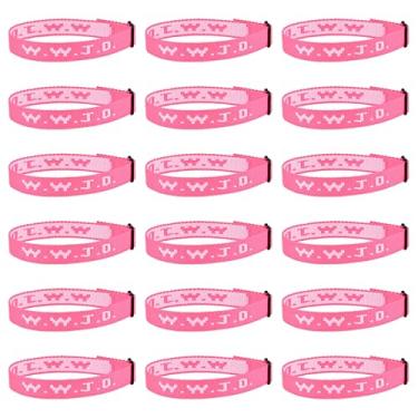 Imagem de Pmormyy 18 peças de pulseiras WWJD para mulheres e homens, pulseiras de presente em massa de Jesus Cristão, ajustável, What Would Jesus Do, Fibra de poliéster, Sem Pedra Preciosa