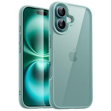 Imagem de JETech Capa para iPhone 16 6,1 Polegadas, Case Protetora de Telefone à Prova de Choque, Estrutura de TPU Fosco de Cor Sólida, Capinha Parte Traseira Transparente Anti-Riscos (Azul Verde)