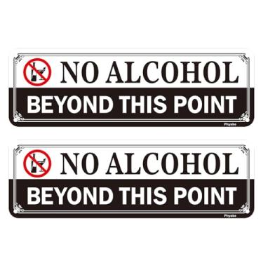 Imagem de 2 peças, placa autoadesiva acrílica sem álcool além deste ponto, 25,4 cm x 7,6 cm de espessura, ideal para restaurantes, bares, hotéis e Airbnb, fácil de instalar - branco