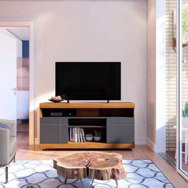 Imagem de Rack para Sala Bancada de TV 47 Pol 136cm Ariele Noce Milano/Preto Fos