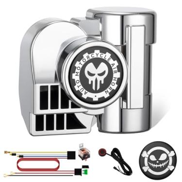 Imagem de BANHAO Buzina de trem para motocicleta com botão buzina de carro 12 V 150 dB buzinas super altas para buzinas de caminhão, kit de som de trem para motocicleta, SUV, caminhão, barco, veículos (12 V,