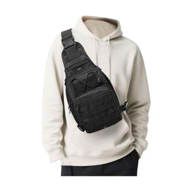 Imagem de Mochila Sling Bag SEAFEW pequena preta impermeável para homens