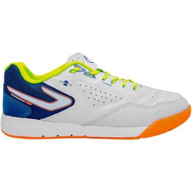Imagem de Chuteira futsal topper dominator pro v, Branco, Azul, 42