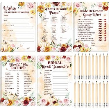 Imagem de Teling Jogo de chá de panela, 145 peças, lembrancinhas, chá de panela, conjunto de jogos de casamento, cartões e lápis para noivos, despedida de solteira, festa de chá de casamento (Apaixonar-se)